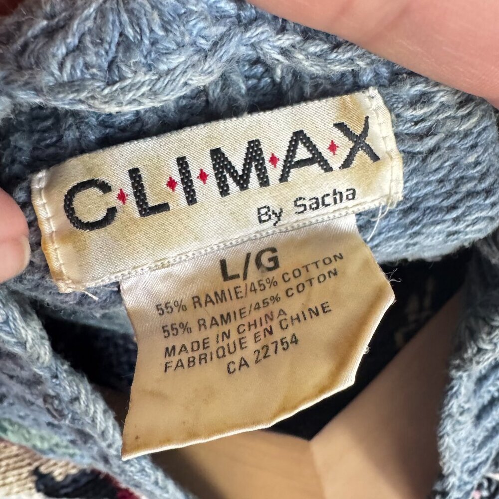 Vintage Climax Ramie Cotton Blend "General Store" Motif Sweater L - Picture 6 of 6